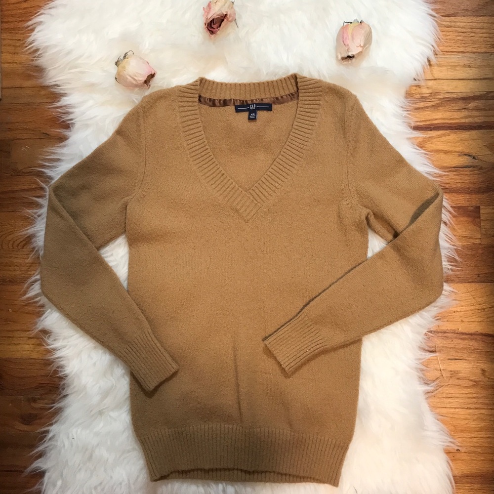 GAP V-Neck Wool Sweater (Tan)
